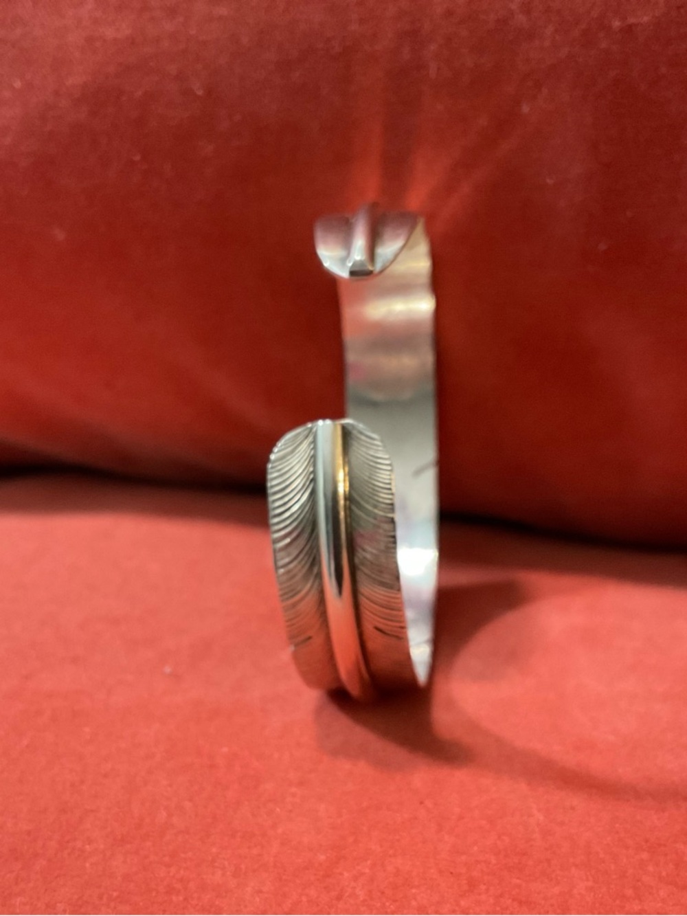 STERLING SILVER FEATHER CUFF - Picture 6 of 6